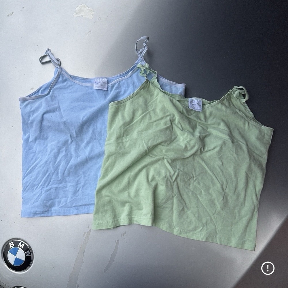Set Of Two Taylor Marcs Athleisure Built-in Bra Camisole Blue/green